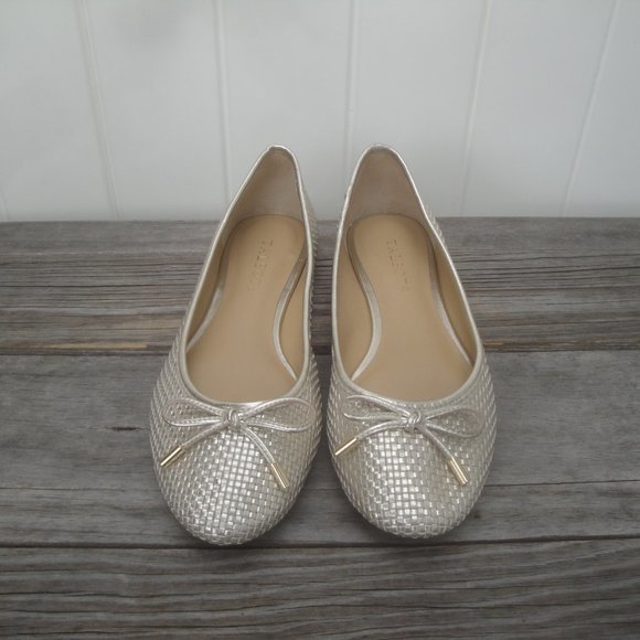Talbots Gold Weave Ballet Flats slip on shoes with a bow Size 7.5M - Picture 2 of 5